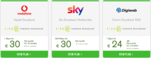 SIRO price plans with Vodafone, Digiweb and Sky