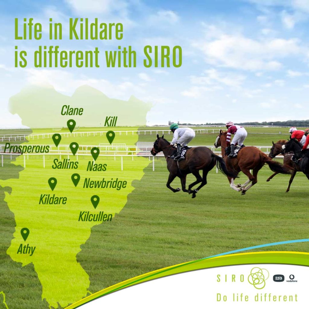 Map of Kildare showing towns where SIRO is available