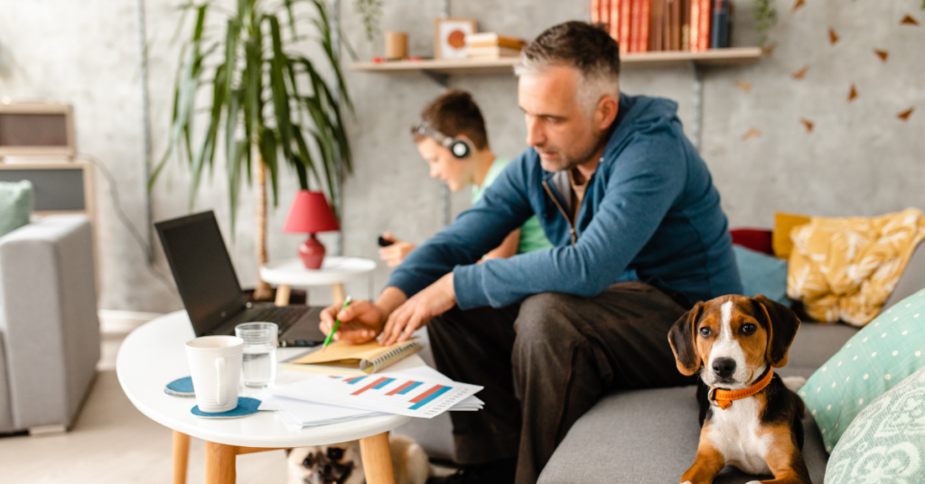 family using multiple devices